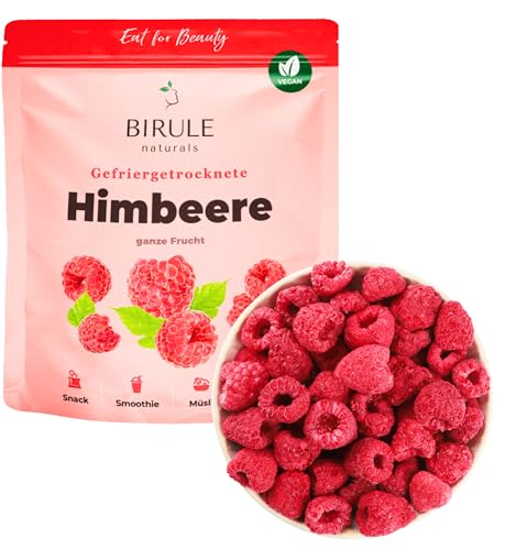 BIRULE naturals Gefriergetrocknete Himbeeren 200g | 100% Naturprodukt ohne Zusätze | Trockenfrüchte gefriergetrocknet | Getrocknete Himbeere als ganze Frucht | köstlich in Shakes, Müsli, Smoothies von Birule naturals