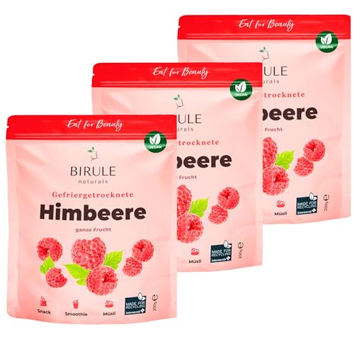 Gefriergetrocknete Himbeeren 600g (3x200g) | freeze-dried raspberries | 100% Naturprodukt ohne Zusätze | Birule naturals von Birule naturals