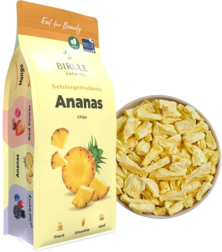 Gefriergetrocknete Ananas ohne Zucker, Ananas Chips gefriergetrocknet 200g freeze-dried pineapple von Birule naturals