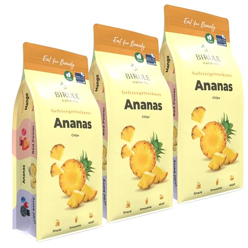 BIRULE naturals Gefriergetrocknete Ananas (3x200g) 600g | Ananas Chips als Snack | 100% reine Frucht ohne Zusätze | Perfekter Ersatz für Süßigkeiten | für Kinder und Erwachsene von Birule naturals