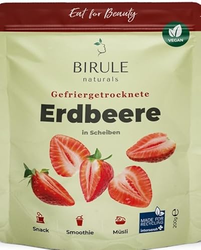 Gefriergetrocknete Erdbeeren in Scheiben 800g freeze-dried strawberry 100% Pur Frucht ohne Zusätze von Birule naturals von Birule naturals