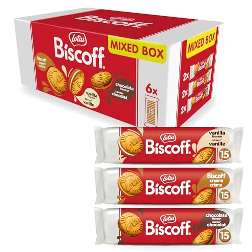 Lotus Biscoff | Doppelkeks Variety Pack | 3 Sorten | 2 Packungen pro Sorte | 15 Doppelkekse pro Packung | Zutaten natürlichen Ursprungs | Ohne Farbstoffe | 6 x 150g | 900g von Biscoff