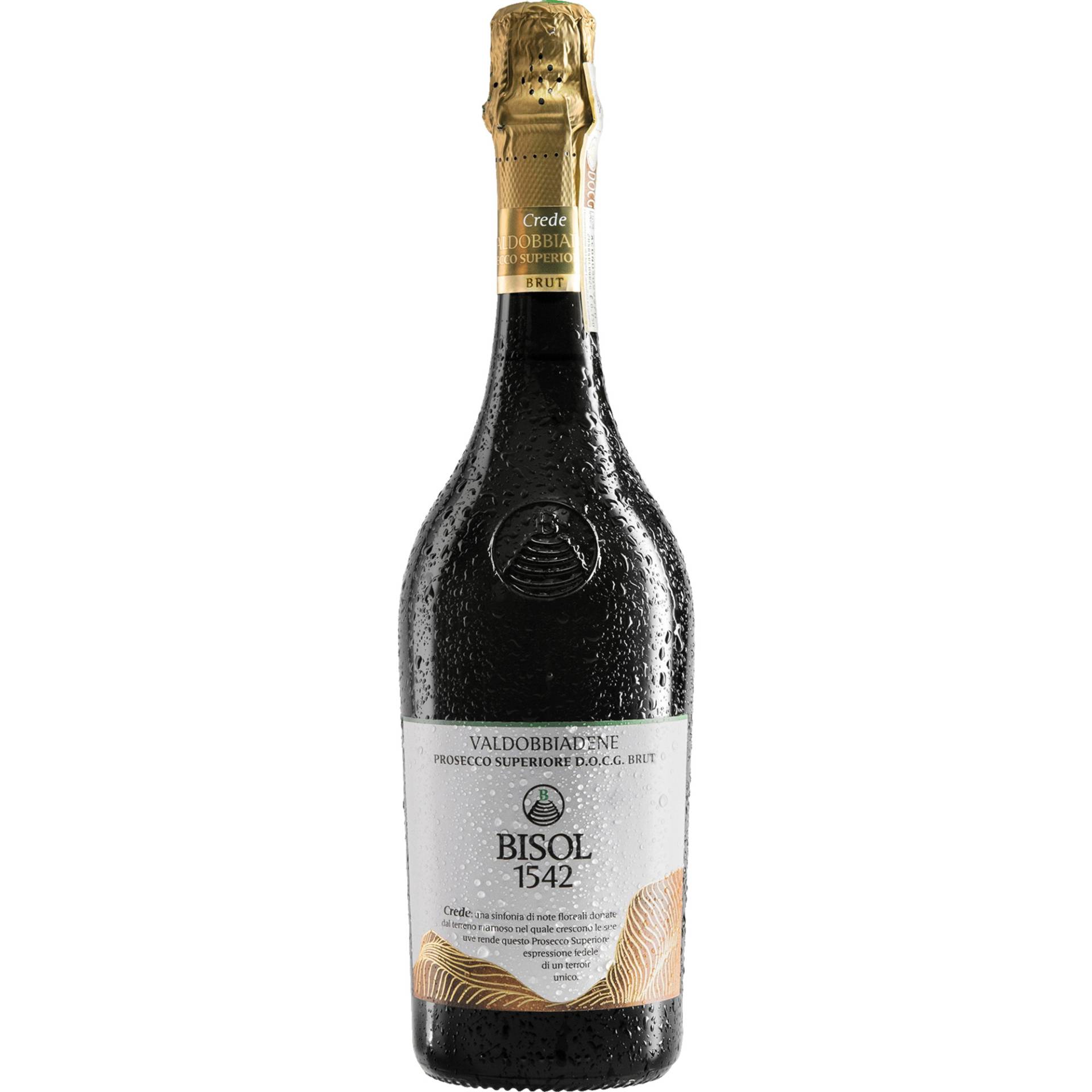 Bisol Crede Prosecco Superiore Brut, Prosecco DOC, Venetien, 2022, Schaumwein von Bisol Desiderio & Fegli S.R.L, IT-31049 S. Stefano