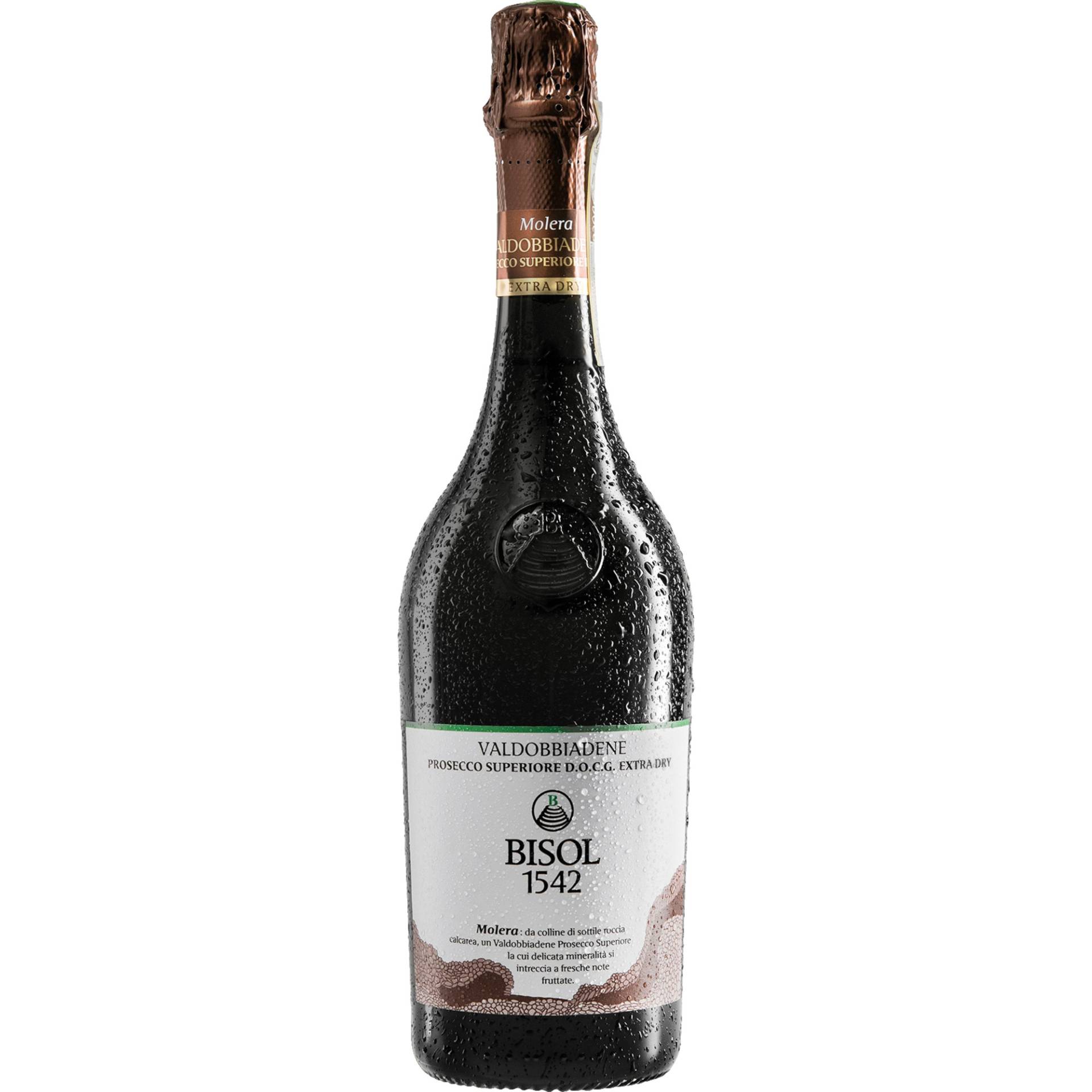 Bisol Molera Prosecco Superiore Extra Dry, Prosecco DOC, Venetien, 2021, Schaumwein von Bisol Desiderio & Fegli S.R.L, IT-31049 S. Stefano