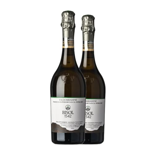 Bisol Vigneti del Fol Glera Extra Trocken Prosecco di Conegliano-Valdobbiadene 75 cl Weißer Sekt (Karton mit 2 Flaschen von 75 cl) von Bisol