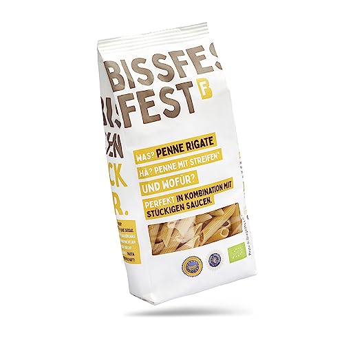 bissfest BIO Penne Rigate Pasta aus Gragnano 12x500g - Original Italienische Pasta aus traditionellem Herstellungsverfahren - Nudeln aus 100% Italienischem Weizen - Vegan - MHD: 18.02.2025 von Bissfest