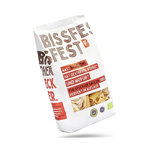 bissfest BIO Rigatoni Pasta aus Gragnano 10x500g - Original Italienische Pasta aus traditionellem Herstellungsverfahren - Nudeln aus 100% Italienischem Weizen - Vegan - MHD: 25.02.2025 von Bissfest