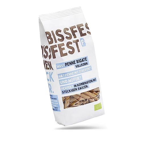 bissfest BIO Vollkorn Penne Rigate Pasta aus Gragnano 500g - Original Italienische Pasta aus traditionellem Herstellungsverfahren - Nudeln aus 100% Italienischem Vollkornweizen - Vegan von Bissfest