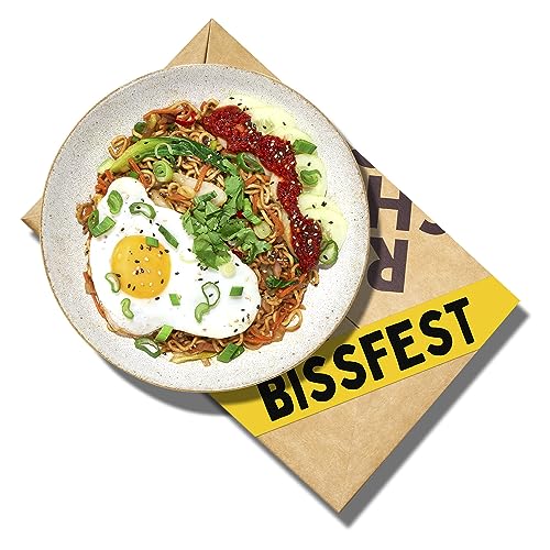 bissfest Bami Goreng Rezeptbox (für 4-Personen) - vegan - inkl. REISHUNGER Sambal Oelek (125g), REISHUNGER Nasi Goreng Paste (2x50g) & Bio Mie Nudeln (2x250g) von Bissfest