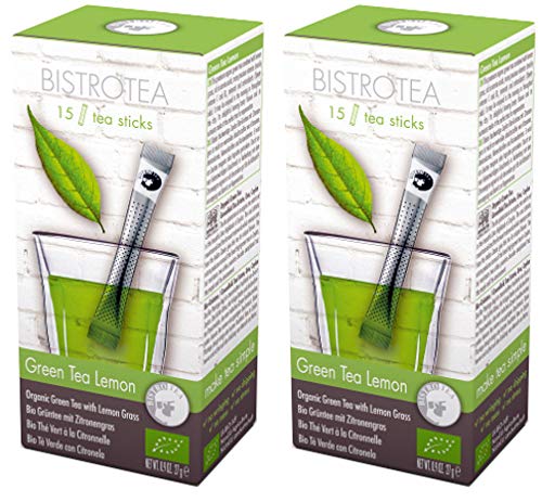 Bistrotea Tee Sticks Bio Grüntee Zitronengras | 2er Pack | 2 x15 Teesticks x 1,8g = 54 g von Bistrotea