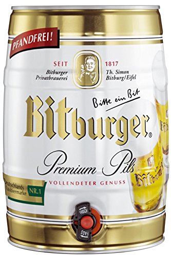 4x Bitburger Premium Pils 5 Liter Partyfass 4,8% Vol. von Bitburger
