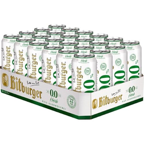 BITBURGER® 0,0% Herb Pils Alkoholfrei | Dosen-Bier (24x 0,5l) | Hopfenbetonter Pilsgenuss | Aus Besten Hopfensorten | Nach Deutschem Reinheitsgebot Gebraut von Bitburger