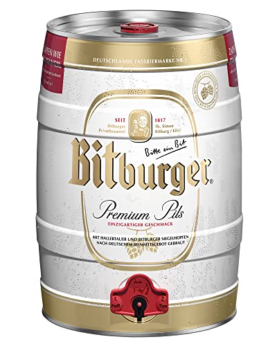 BITBURGER® Premium Pils | Partyfass mit Zapfhahn (1x 5l) | Hopfenbetonter Pilsgenuss | Aus Besten Hopfensorten | Nach Deutschem Reinheitsgebot Gebraut von Bitburger