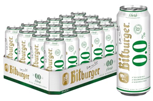 BITBURGER® 0,0% Herb Pils Alkoholfrei | Dosen-Bier (24x 0,5l) | Hopfenbetonter Pilsgenuss | Aus Besten Hopfensorten | Nach Deutschem Reinheitsgebot Gebraut von Bitburger