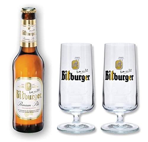 Bitburger Pils 0,33l - Set mit 2 original Pokal Gläsern von Bitburger