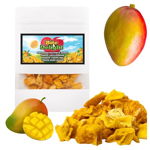 Bite & Delight 100g Gefriergetrocknete Mango Süß Dick Knusprig Gesunder Snack Doypack Ohne Zuckerzusatz von Bite & Delight