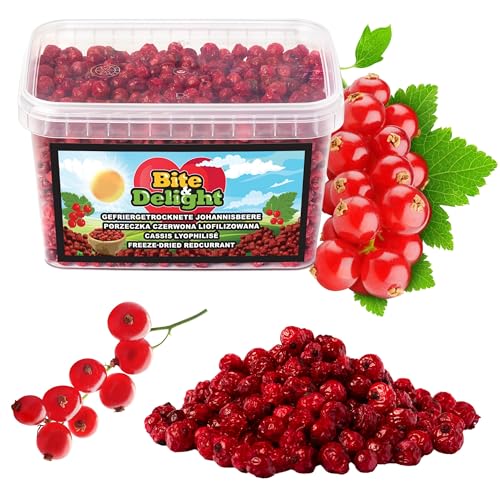 Bite & Delight 200g Gefriergetrocknete Rote Johannisbeeren Sauer Knusprig Gesunder Snack Ohne Zuckerzusatz Eimer von Bite & Delight