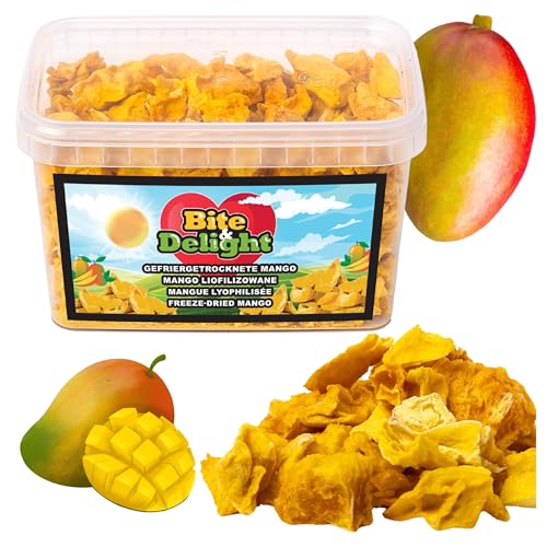 Bite & Delight 250g Gefriergetrocknete Mango Süß Dick Knusprig Gesunder Snack Ohne Zuckerzusatz Eimer von Bite & Delight