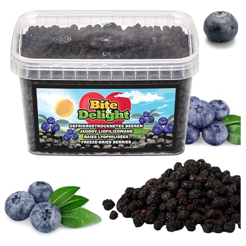 Bite & Delight 300g Gefriergetrocknete Blaubeeren Knusprig, Süß, Gesund Perfekte Snack ohne Zusatzstoffe Eimer von Bite & Delight