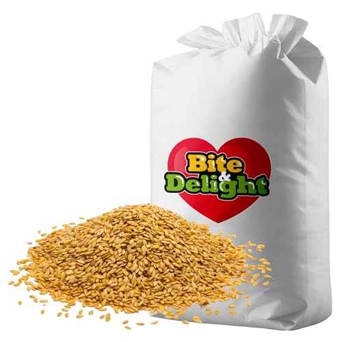 Bite & Delight Goldener Leinsamen - Omega-3 Power für Ihre Ernährung - Glutenfrei - Sojafrei - Ganze Samen ohne Zusätze - Reich an Mineralien und Ballaststoffen - Vielseitig in Küche - 10 kg von Bite & Delight