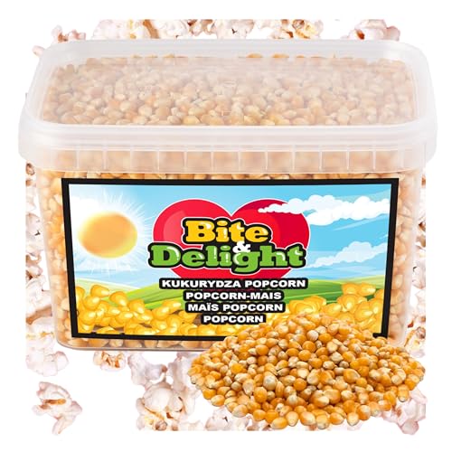 Bite & Delight Popcorn Mais - Kinopopcorn für Popcornmaschine - Popcornloop - Natürlich Knuspriger Genuss - Butterfly Popcorn Mais - der Klassiker des Popcorn Mais - Ohne Zusätze - 1kg von Bite & Delight