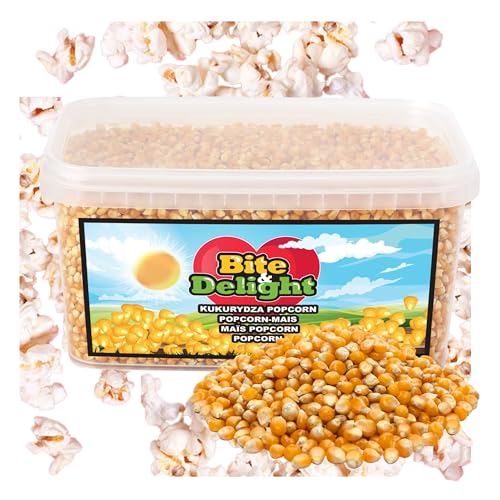 Bite & Delight Popcorn Mais - Kinopopcorn für Popcornmaschine - Popcornloop - Natürlich Knuspriger Genuss - Butterfly Popcorn Mais - der Klassiker des Popcorn Mais - Ohne Zusätze - 2500 ml 2,5kg von Bite & Delight