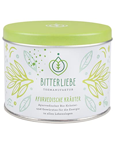 BitterLiebe® Teemanufaktur Ayurvedische Kräuter Bio Kräutertee lose mit der Kraft der Bitterstoffe I Bitterkräuter, Zitronengras, Fenchel uvm. I ca. 35 Tassen (120g) von Bitterliebe