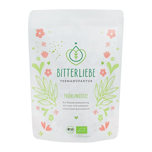 BitterLiebe® Teemanufaktur Frühlings Kräutertee lose 100g mit der Kraft der Bitterstoffe I Bitterkräuter, Holunder, Nanaminze, Zitronengras uvm. I ca. 60 Tassen von Bitterliebe