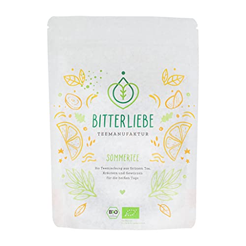 BitterLiebe® Teemanufaktur Sommertee Bio Kräutertee lose 100g mit der Kraft der Bitterstoffe I Bitterkräuter, Grüner Tee, Zitronengras uvm. I ca. 70 Tassen (100g) von Bitterliebe