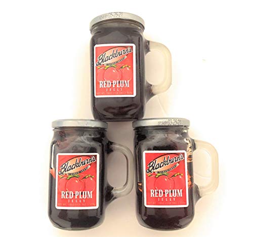 Blackburn's Preserves & Jellys Wiederverwendbare Glasbecher mit Griff, 530 ml, 3 Stück, Rot Pflaumengelee von Blackburn's