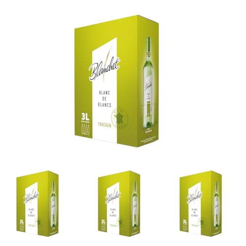 Blanchet Blanc de Blancs Weißwein Trocken in der Bag-in-Box (1x 3l) (Packung mit 4) von Blanchet