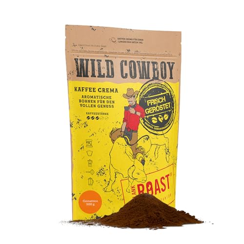 Blank Roast - Wild Cowboy Kaffee - gemahlen für Filter - 500g - mit Hickoryholz geröstet - Gemahlene Kaffeebohnen aus Brasilien & Uganda - 100% Arabica-Blend mit schokoladigen Nuancen - säurearm von BLANK ROAST