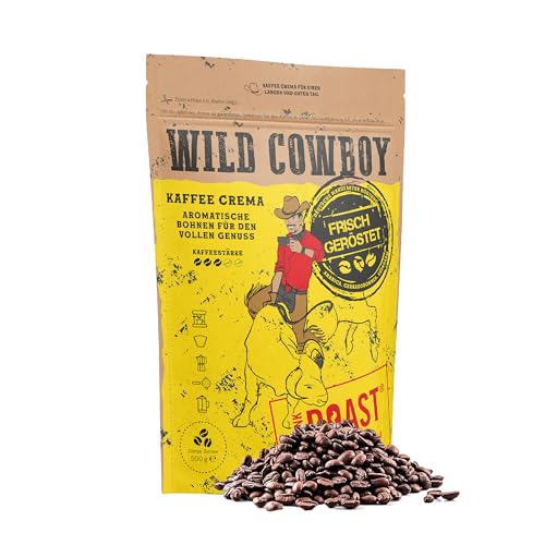 Blank Roast - Wild Cowboy Kaffee - Kaffeebohnen 500g - mit Hickoryholz geröstet - Ganze Kaffeebohnen aus Brasilien & Uganda - 100% Arabica-Blend mit schokoladigen Nuancen - säurearm von BLANK ROAST