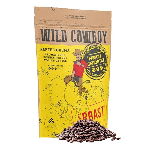 Blank Roast - Wild Cowboy Kaffee - Kaffeebohnen 1kg - mit Hickoryholz geröstet - Ganze Kaffeebohnen aus Brasilien & Uganda - 100% Arabica-Blend mit schokoladigen Nuancen - säurearm von BLANK ROAST