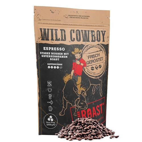 Blank Roast - Wild Cowboy Espresso - Espressobohnen 1kg - mit Hickoryholz geröstet - Arabica & Edel Robusta - Blend aus Brasilien & Uganda - mit schokoladigen Nuancen - säurearm von BLANK ROAST