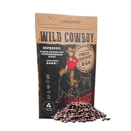 Blank Roast - Wild Cowboy Espresso - Espressobohnen 500g - mit Hickoryholz geröstet - Arabica & Edel Robusta - Blend aus Brasilien & Uganda - mit schokoladigen Nuancen - säurearm von BLANK ROAST