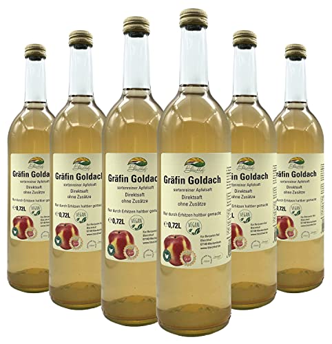 BLEICHHOF® Apfelsaft Gräfin Goldach - Direktsaft, sortenrein, allergikerfreundlich, vegan (6x0,72l) von Bleichhof