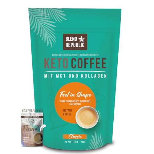 BLEND REPUBLIC® Keto Coffee Classic für ketogene Ernährung - mit MCT-Öl, Kokosöl & Kollagen - Collagen Coffee, Ketokaffee laktosefrei und ohne Zucker, 220g von Blend Republic