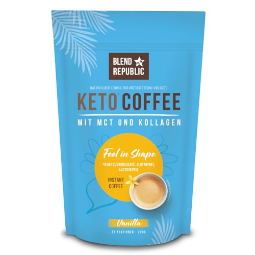 BLEND REPUBLIC® Keto Coffee Vanilla für ketogene Ernährung - mit MCT-Öl, Kokosöl & Kollagen - Collagen Coffee, Ketokaffee laktosefrei und ohne Zucker, 220g von Blend Republic