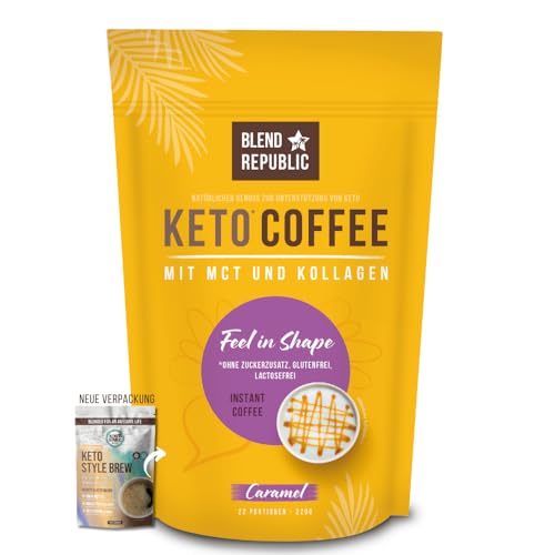 BLEND REPUBLIC® Keto Coffee Caramel für ketogene Ernährung - mit MCT-Öl, Kokosöl & Kollagen - Collagen Coffee, Ketokaffee laktosefrei und ohne Zucker, 220g von Blend Republic