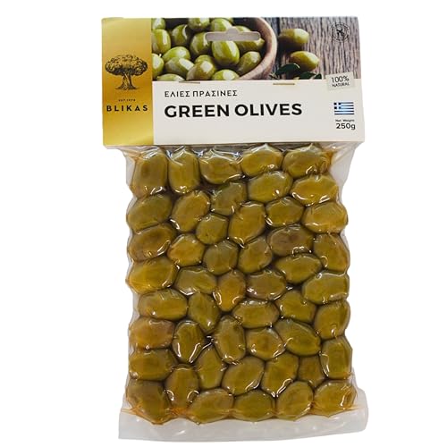 Blikas Griechische Grüne Oliven, Packung mit 2 x 250 g (insgesamt 500 g) von Blikas