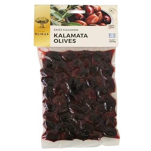 Blikas Griechische Schwarze Kalamata-Oliven, Packung mit 2 x 250 g (insgesamt 500 g) von Blikas