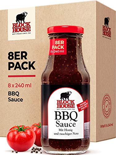 Block House Fine BBQ Sauce 8x 240ml für Fleisch oder Fisch - in Restaurantqualität von Block House