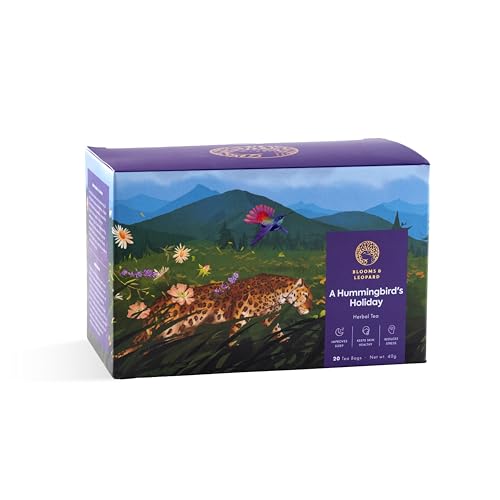 Herbal Tea with Chamomile, Butterfly Blue Pea Flower, Rose Petals, Lavender, Valerian Root, Lemon Peel, 20 Herbal Tea Bags, caffeine-free Organically Crafted Herbal Tea bags- A Hummingbird's Holiday von Blooms & Leopard