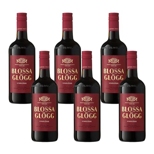 Blossa Vinglögg 0.75L x 6 (10% Vol.) | Nordischer Roter Glühwein | Der Beliebteste Glögg Schwedens mit Winterlich Aromen aus Kardamom und Nelke | 6 Pack von Blossa