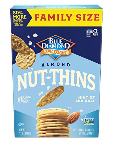 Blue Diamond Almonds Nut-Thins Glutenfreie Cracker-Chips, Hauch von Meersalz, Familiengröße, Meersalz, 220 ml von Blue Diamond Almonds