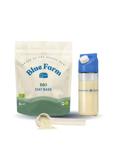 Blue Farm Starter Kit Deluxe bestehend aus Mixflasche, Dosierlöffel und 8 Liter Haferdrink zum Selbstmischen | 100% vegan, laktosefrei & glutenfrei | 90% weniger Verpackungsmüll von Bluefarm