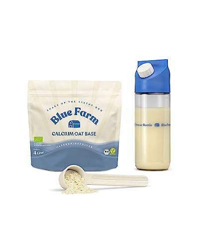 Blue Farm Starter Kit Deluxe Calcium Bio für bis zu 4 Liter Haferdrink zum Selbermischen | 100% vegan, laktosefrei & glutenfrei Haferdrink Pulver | 90% weniger Verpackungsmüll von Bluefarm