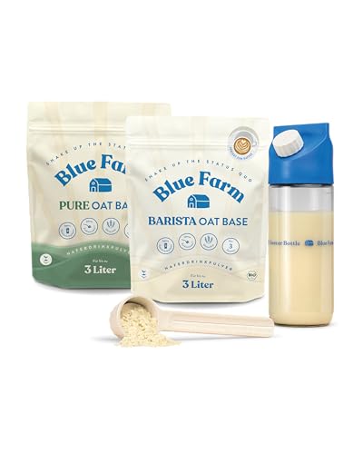 Blue Farm Breakfast Lover Bundle bestehend aus je 3 Liter Pure und Barista Haferdrink zum Selbstmischen, Mixflasche und Dosierlöffel | 100% vegan, laktosefrei & glutenfrei von Bluefarm