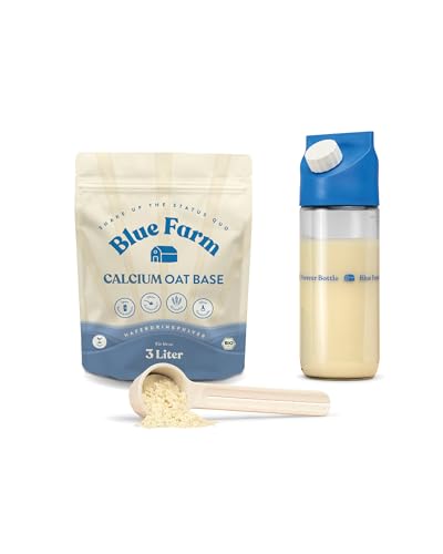 Blue Farm Starter Kit Deluxe Calcium Bio für bis zu 3 Liter Haferdrink zum Selbermischen | 100% vegan, laktosefrei & glutenfrei Haferdrink Pulver | 90% weniger Verpackungsmüll von Bluefarm